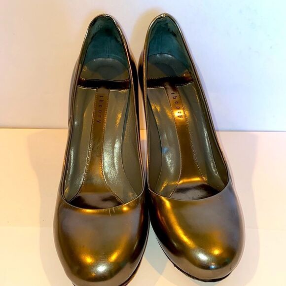 Theory Metallic Grey Pumps Size 36.5 EU Metallic Bronze Color - Picture 3 of 11